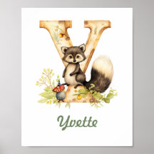Monogramas Nursery Poster Woodland - Letra Y