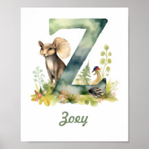 Monogramas Nursery Poster Woodland - Letra Z
