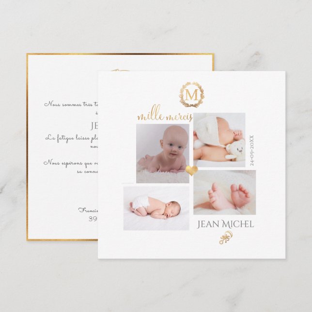 Monogramme de tijolage en D'or Cartões de socorro (Frente/Verso)