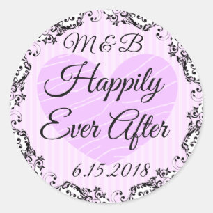 Monogrammed feliz nunca após Wedding etiquetas
