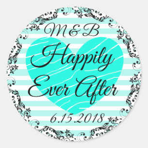 Monogrammed feliz nunca após Wedding etiquetas