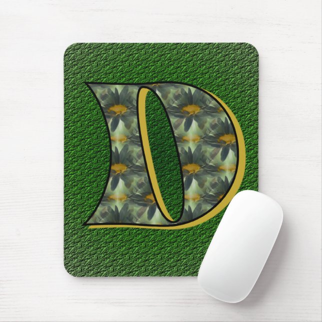 Monogrammed Inicial D Daisies Mousepad (Com mouse)