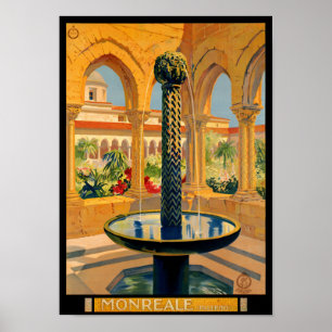 Monreale Palermo Itália Poster vintage Restaurado