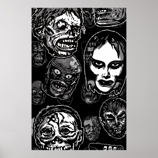 Monster Máscaras Variante Poster - Pop - Horror Re (Frente)