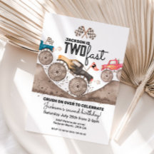 Monster Truck 2 Convite de Aniversário RÁPIDO