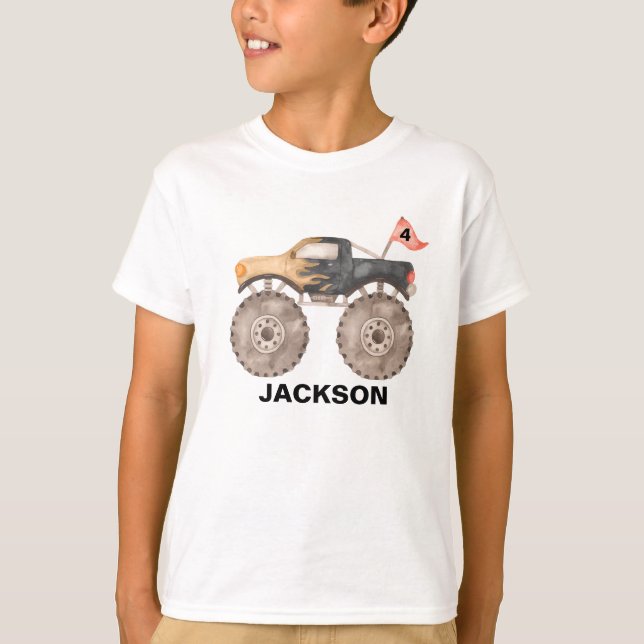 Monster truck birthday kid T-Shirt (Frente)