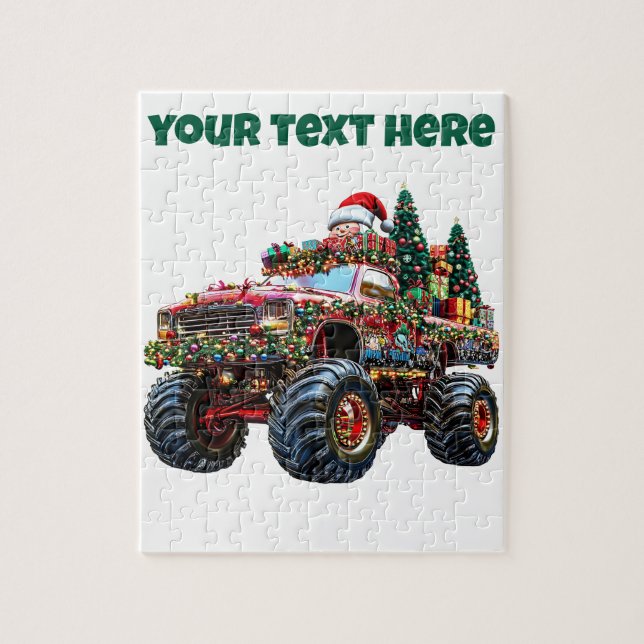 Monster Truck Christmas - Editable Quebra-cabeça (Vertical)