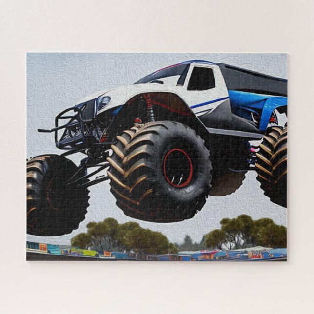 Monster Truck Jump Oil Paint, Quebra-cabeça (Horizontal)