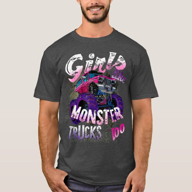 Monster Truck T Camisa Raparigas Como Monstros Tam (Frente)