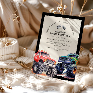 Monster Truck Themed Convite de aniversário