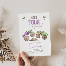 Monster Trucks Bash Convite De Aniversário Qualque