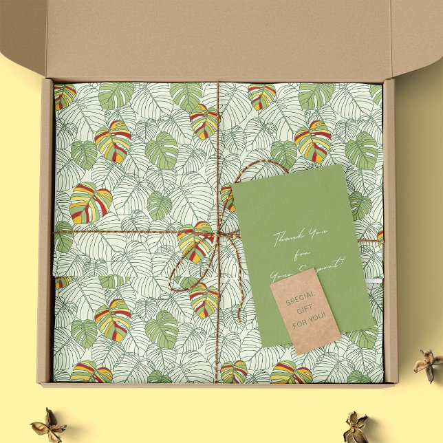 Monstera Colorida Deixa Papel Tecido Selvagem (Criador carregado)