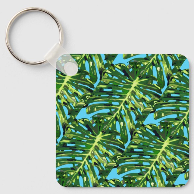 Monstera deixa Chaveiro para presente verde (Frente)