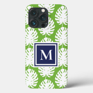 Monstera Deixa Marinho Verde Monograma Costeiro Mo