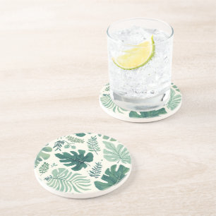 Monstera Mood - Porta copos de Sandstone com Folha