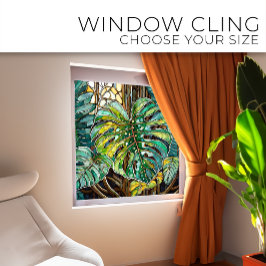 Monstera Tropical Arte de vidro contida