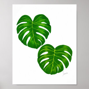 Monstera tropical verde deixa Impressão de arte