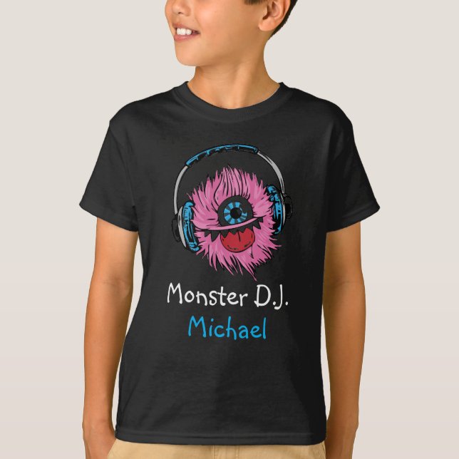 Monstro D.j. personalizado com o nome T-Shirt (Frente)