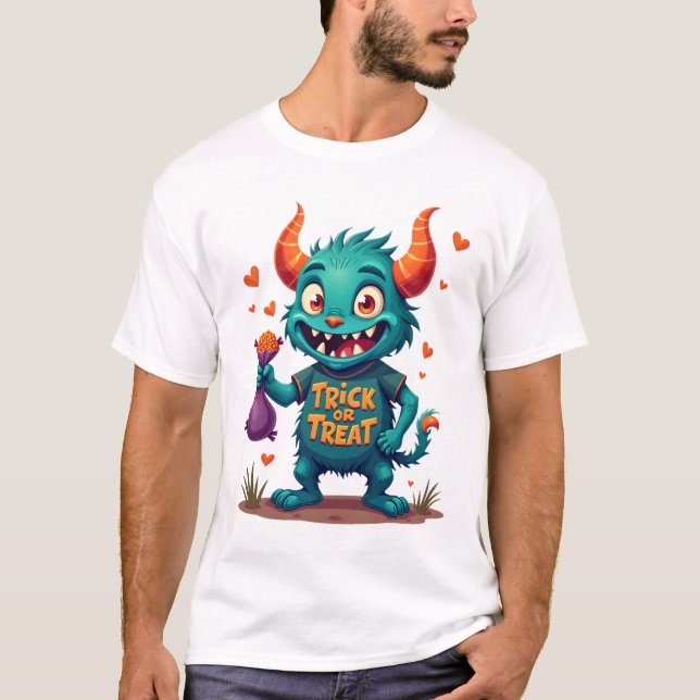 Monstro de Doces de Doce ou Travessura � Camiseta  (Frente)