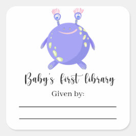 Monstro - Etiqueta para livro de chá de bebê, livr