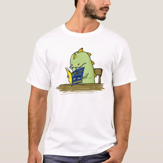 Monstro que lê o t-shirt cómico (Frente)