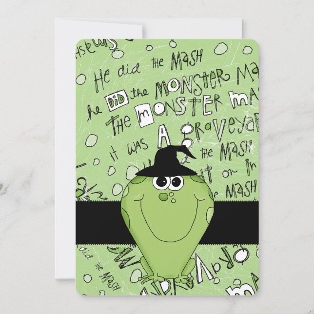 Monstro Verde do Convite para Festa de Halloween (Frente)