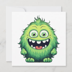 Monstro Verde Fofo Sorridente Desenho Animado