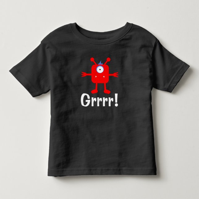 Monstro Vermelho - Camiseta de Jersey Fina para Cr (Frente)