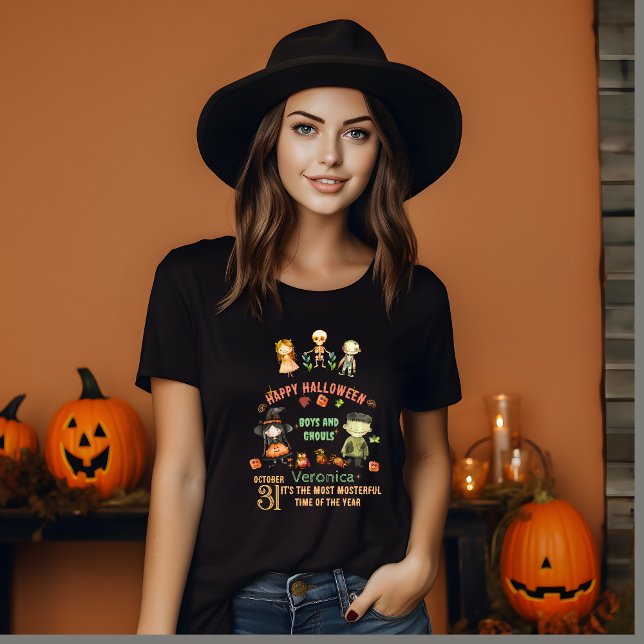 Monstros Cutes do Halloween Personalizaram Camisa  (Halloween Cute Monsters Personalized T-Shirt)