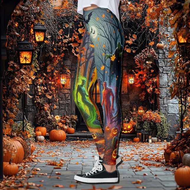 Monstros Spooky Halloween Um dos Leggings (Criador carregado)