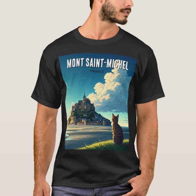 Mont Santo-Michel Viagem Cat T-Shirt (Frente)