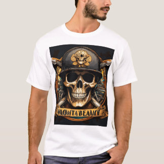 Monta Beach" Ultrarealística Biker Skull T-Shirt