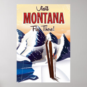 Montana Ski Vintage estilo viagem impressão