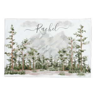 Montanha e Floresta em Aquarela Monogramada