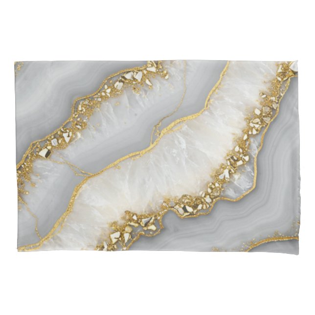 Montanha líquida branca e Dourada personalizada (Frente-Esquerda)