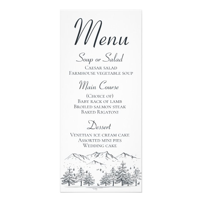 Montanha Menu Rustic Weding Country Winter (Frente)