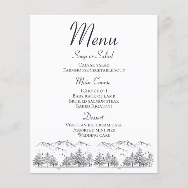 Montanha Menu Rustic Weding Country Winter (Frente)