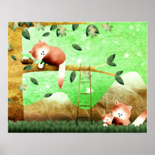 Montanha Red Panda - poster impressão