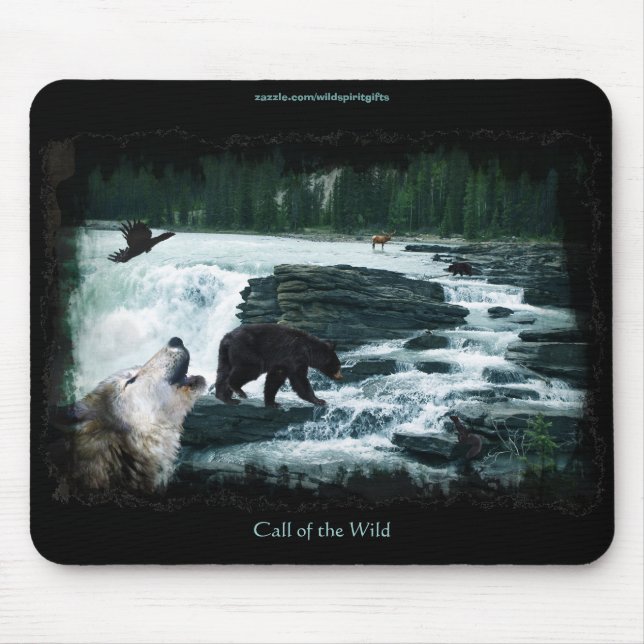 Montanha Rocky Waterfall & Willife Mousepad (Frente)