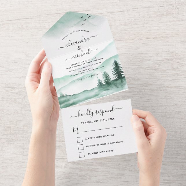 Montanha Rustic Watercolor Greenery RSVP (Tearaway)