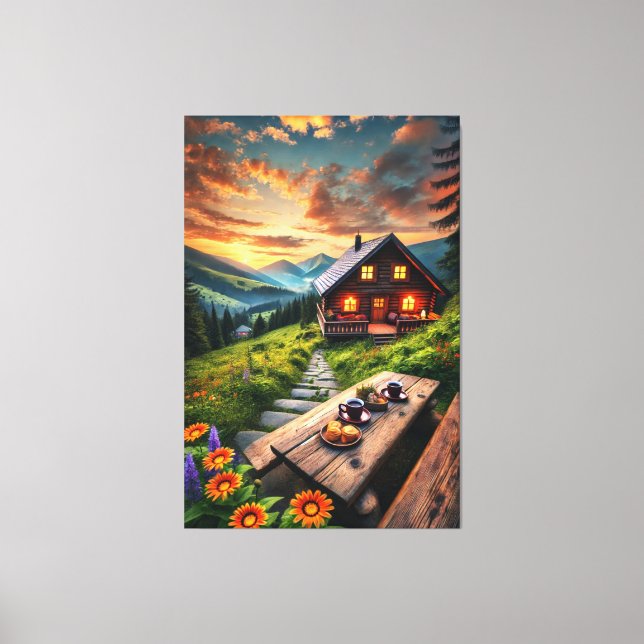 Montanha - Sunset Cabine Serenity Canvas Print (Frente)