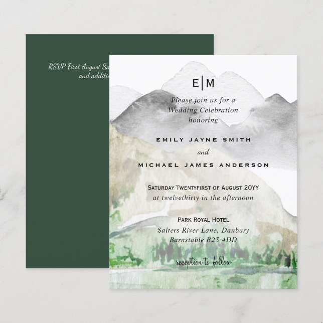 Montanhas Cênicas Evergreens Casamento no inverno  (Frente/Verso)