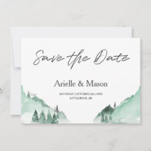 Montanhas da Floresta Verde Elegante Salvem a Data