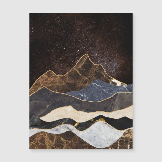 Montanhas de Mármore Abstratas Sob o Céu Estrelado (Frente)