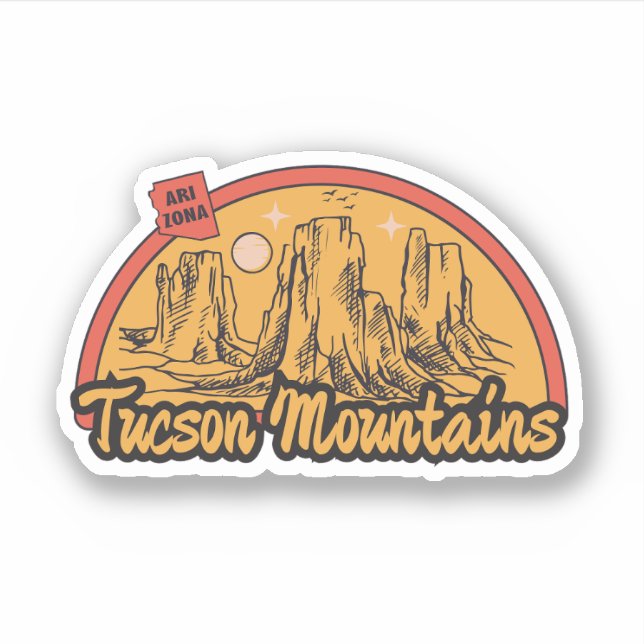 Montanhas de Tucson, Arizona  Adesivo (Frente)