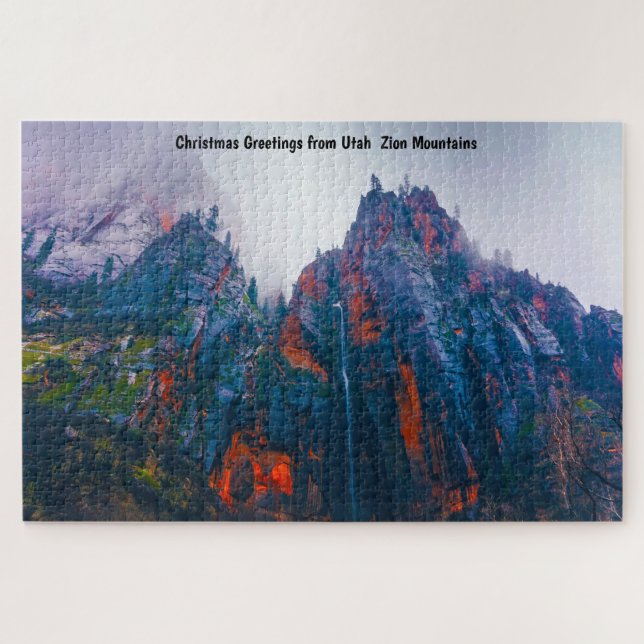 Montanhas de Utah Zion. Quebra-cabeça de serra (Horizontal)