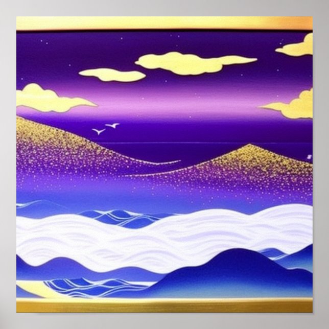 Montanhas Douradas por Poster do Mar (Frente)