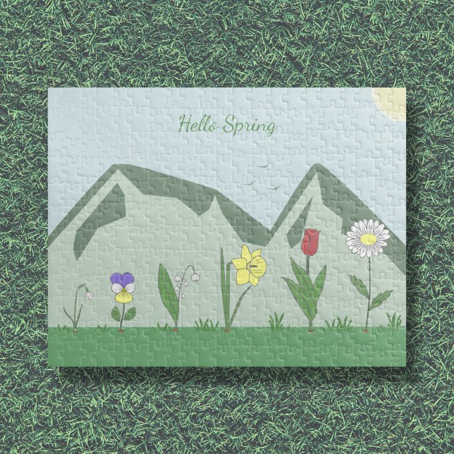 Montanhas e Flores de Mola Quebra-cabeça (Mountains & Spring Flowers Landscape Puzzle)