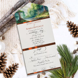 Montanhas em Aquarela e Casamento com Fita de Cobr