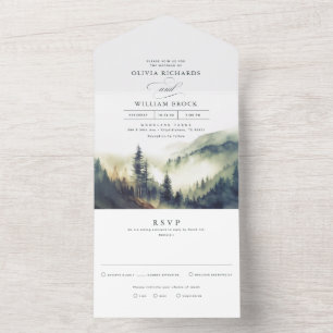 Montanhas Forest Fog Paisagem Noite Casamento
